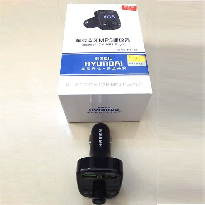 Sale Car Charger Mobil Dual 2 Usb Hyundai Hy82 Qc3.0 Bluetooth Phone Mp3 - Hitam Sale