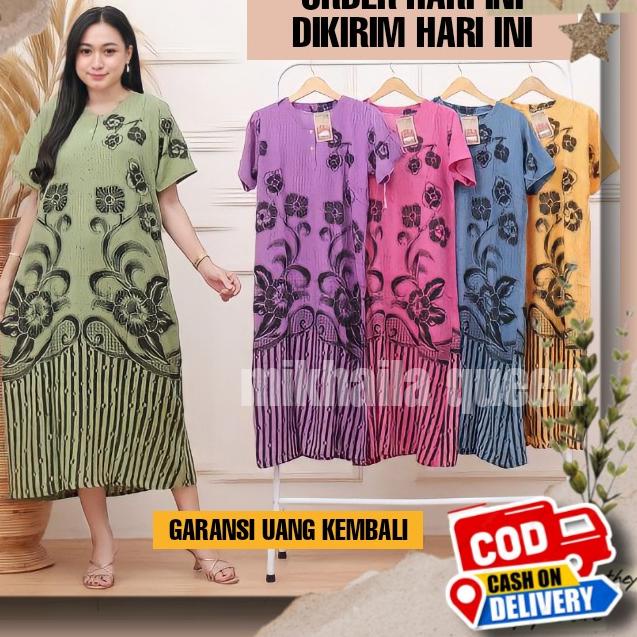 ۝ Daster Busui Panjang Lengan Pendek Semata Kaki Baju Daster Wanita ibu Ibu Hamil Kancing Depan Mura