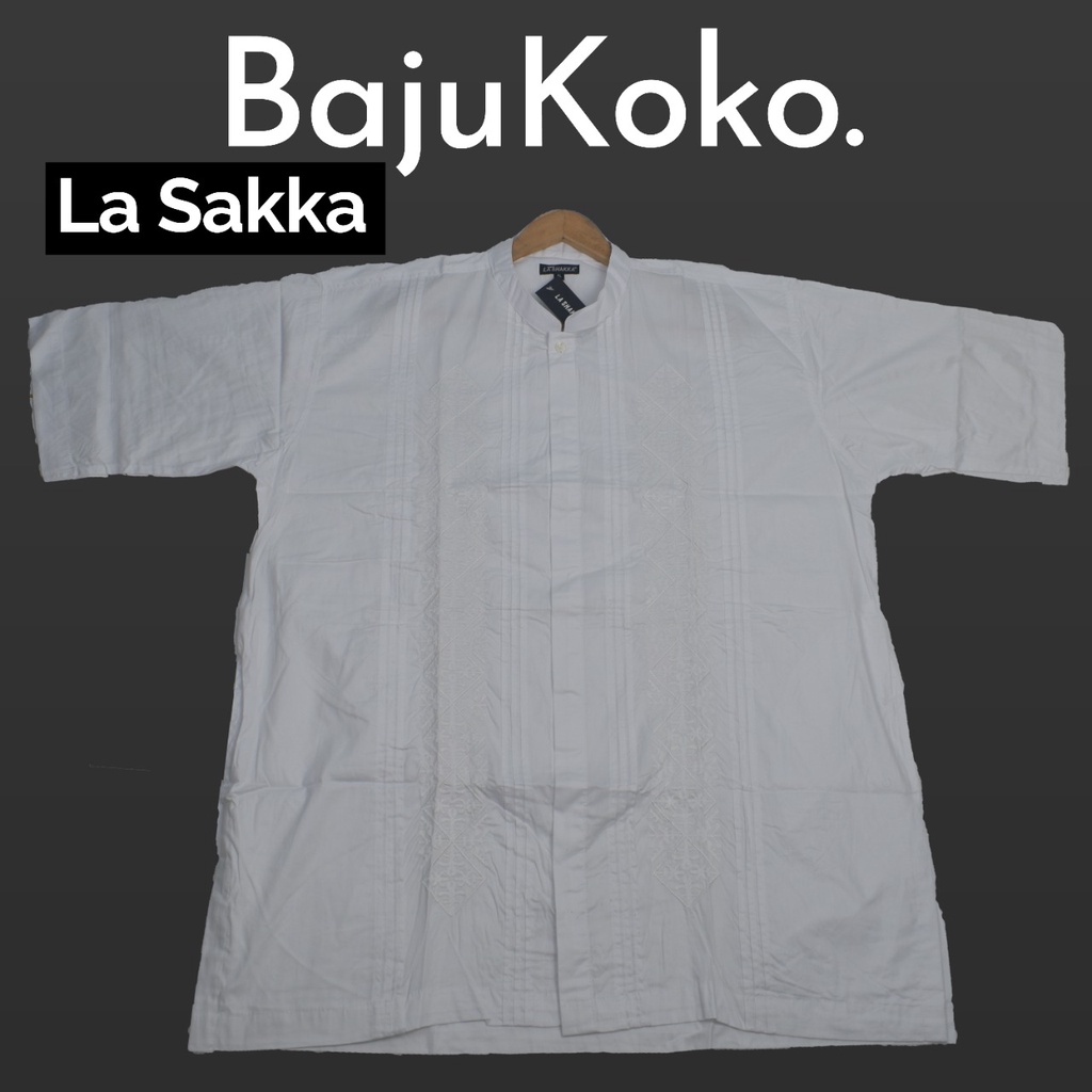 baju koko merk la shakka warna putih bordir putih harga terjangkau kualitas bagus aneka warna dan mo