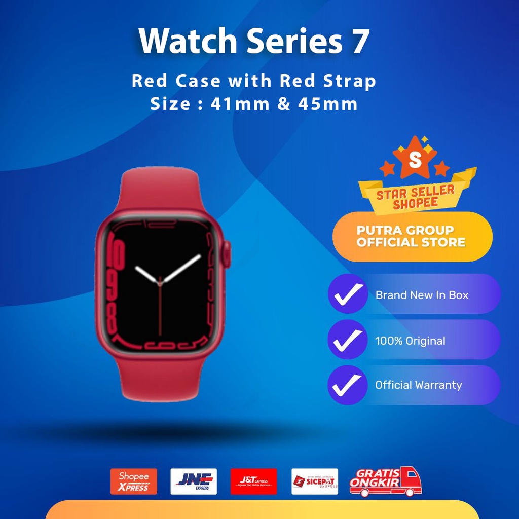 Jam Tangan Series 7 45mm 41mm Red Alumunium Case with Red Sport Band GPS