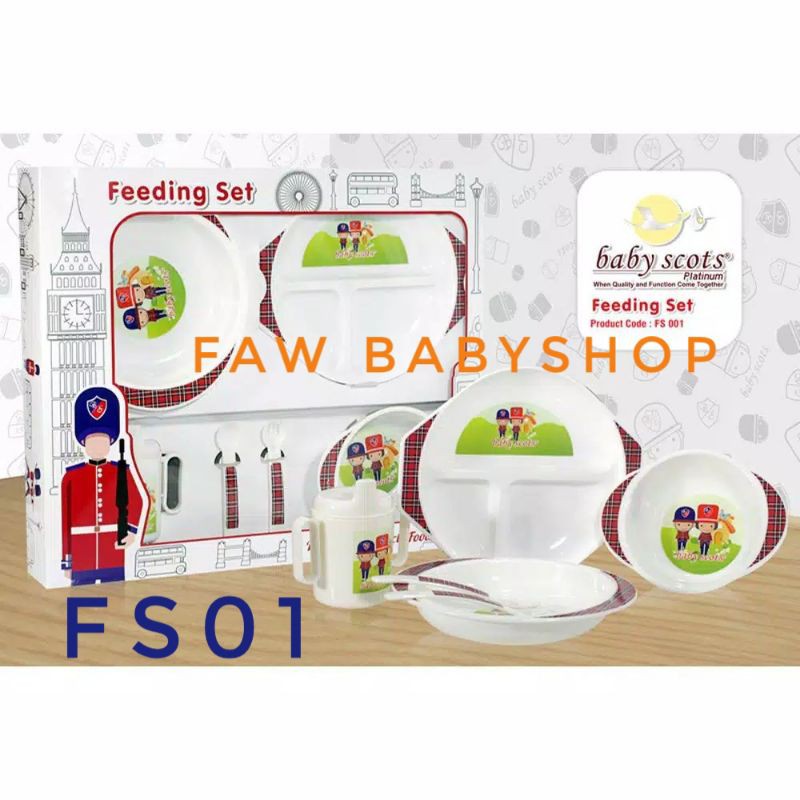 BABY SCOTS FEEDING SET Perlengkapan Makan Bayi / Kado Bayi / SetTempat Makan Bayi