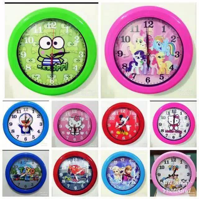 Jam Dinding Karakter Kartun JAM BESAR Uk.30cm Besar AMAN GRATIS BUBBLE