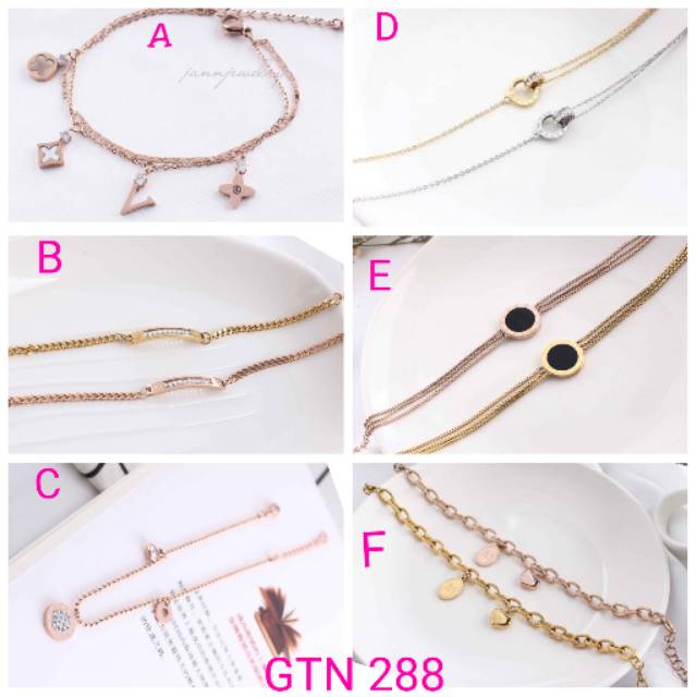 Gelang tangan double layer titanium asli anti alergi dan karat GRT-06