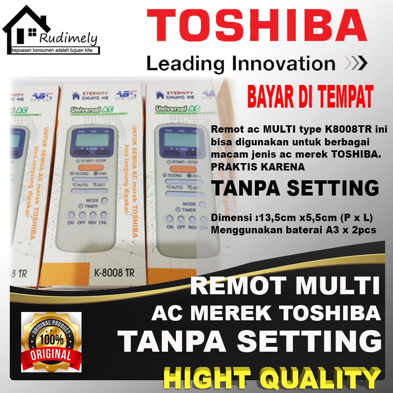 REMOT/REMOTE AC MULTIFUNGSI TOSHIBA-K 8008 TR-TANPA SETTING