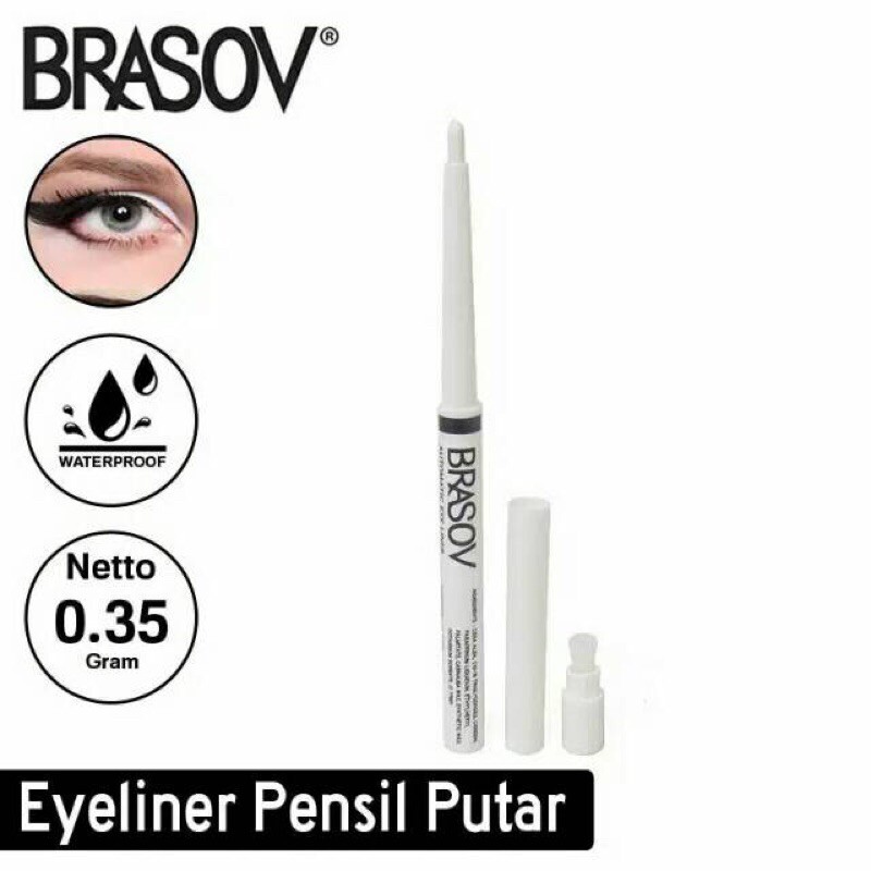 Brasov Pensil Eyeliner Putar Waterproof Automatic Eyeliner - Putih