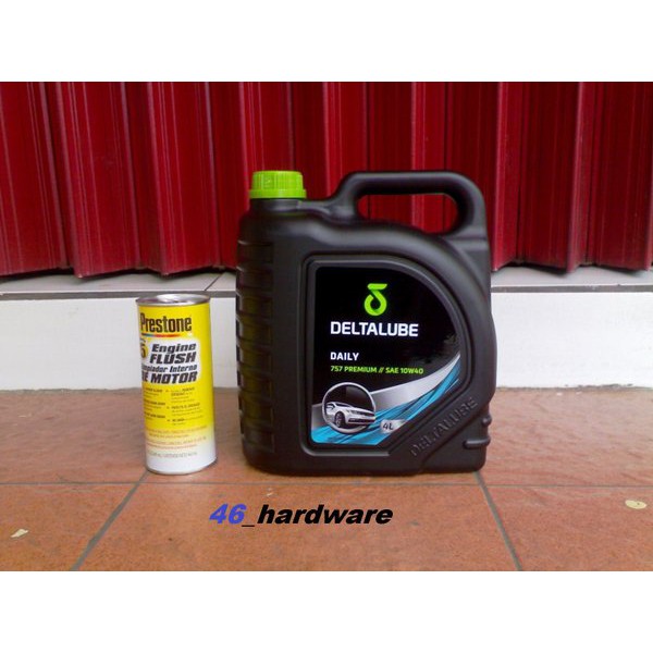 DELTALUBE 757 PREMIUM-OLI MOBIL BENSIN - 10W40 4 Ltr GALON DAN FLUSH