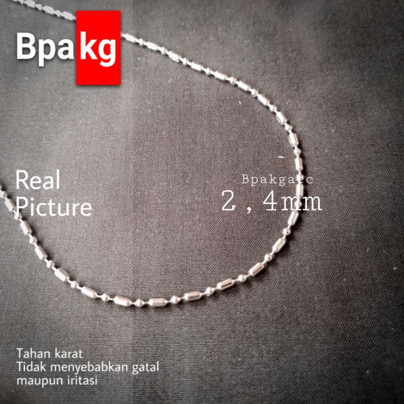 Exclusive Kalung Mci Bulat Tabung # Kalung Monel Besi Putih Asli Anti Karat Silver Tali Pendant