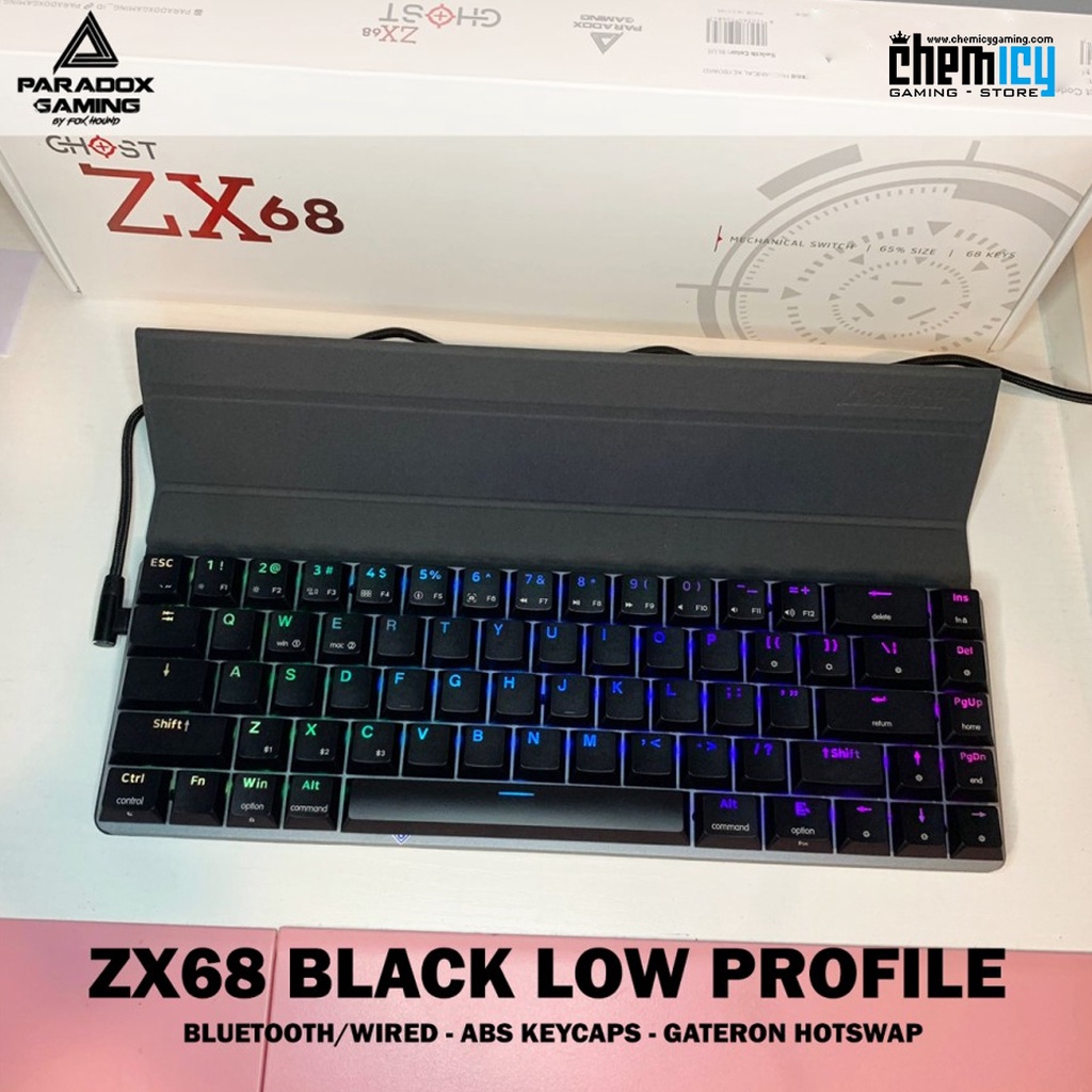 Paradox Gaming ZX68 Black LowProfile Hotswap Bluetooth Gaming Keyboard