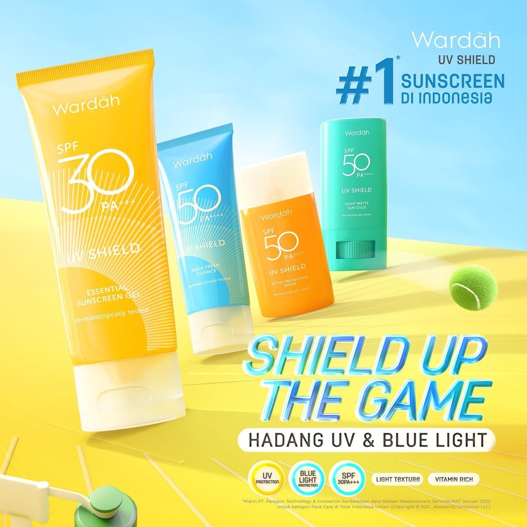 WARDAH UV Shield Active Protection Serum SPF 50 PA++++ Indonesia / Sunblock Wajah 35ml / Waterproof / Sun Care Sunscreen Tabir Surya UVA UVB Blue Light Protector Protect Pelindung Sinar Matahari Kulit Tubuh / Gel Stick Cream Lotion / Skincare Face Series