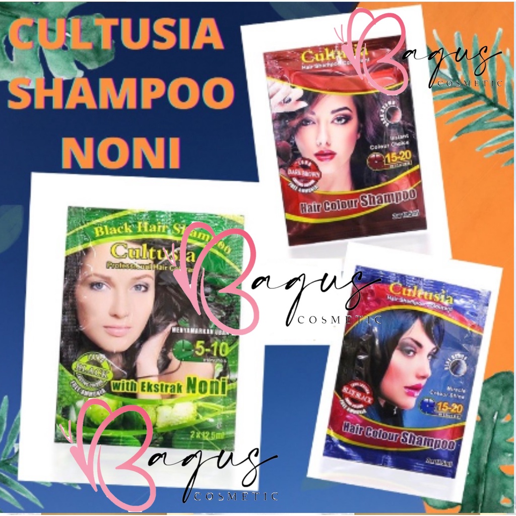 ⭐BAGUS⭐ CULTUSIA Color Shampoo Noni 12,5ml | Cat Rambut Warna Shampo Noni Black Magic Penghilang Uban Hair Shampoo Colourant