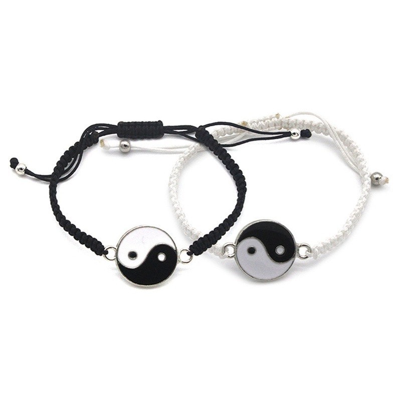 1Pcs Yin Yang Tai Chi Adjustable Matching Taiji Trigram Cord Jewelry Handmade Gossip Rope Bangle for Couple BBF Friendship Lover Charm Bracelet Valentine's Day