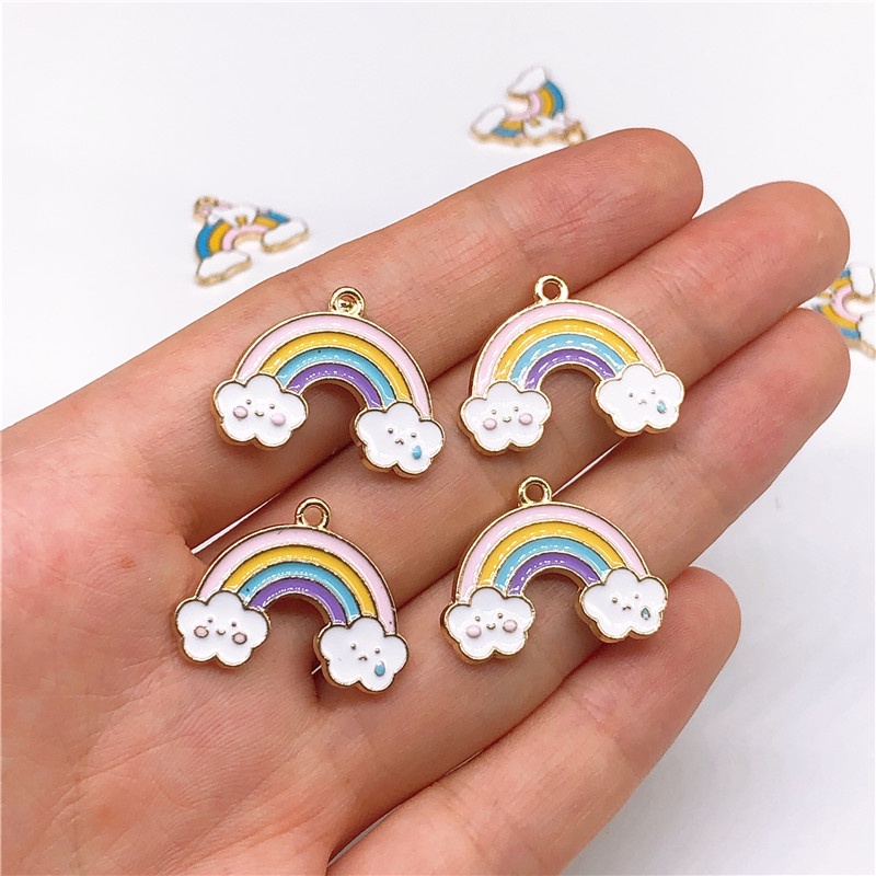 4pcs Liontin Enamel Bentuk Bunga Matahari Bahan Alloy Warna Pelangi Untuk Membuat Perhiasan Wanita