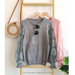 Kaos rajut mix brokat import ld 98 cm