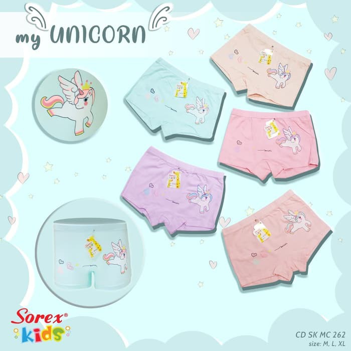 Short Pants Celana Dalam Boxer Anak Cewek My Unicorn Sorex Kids MC262