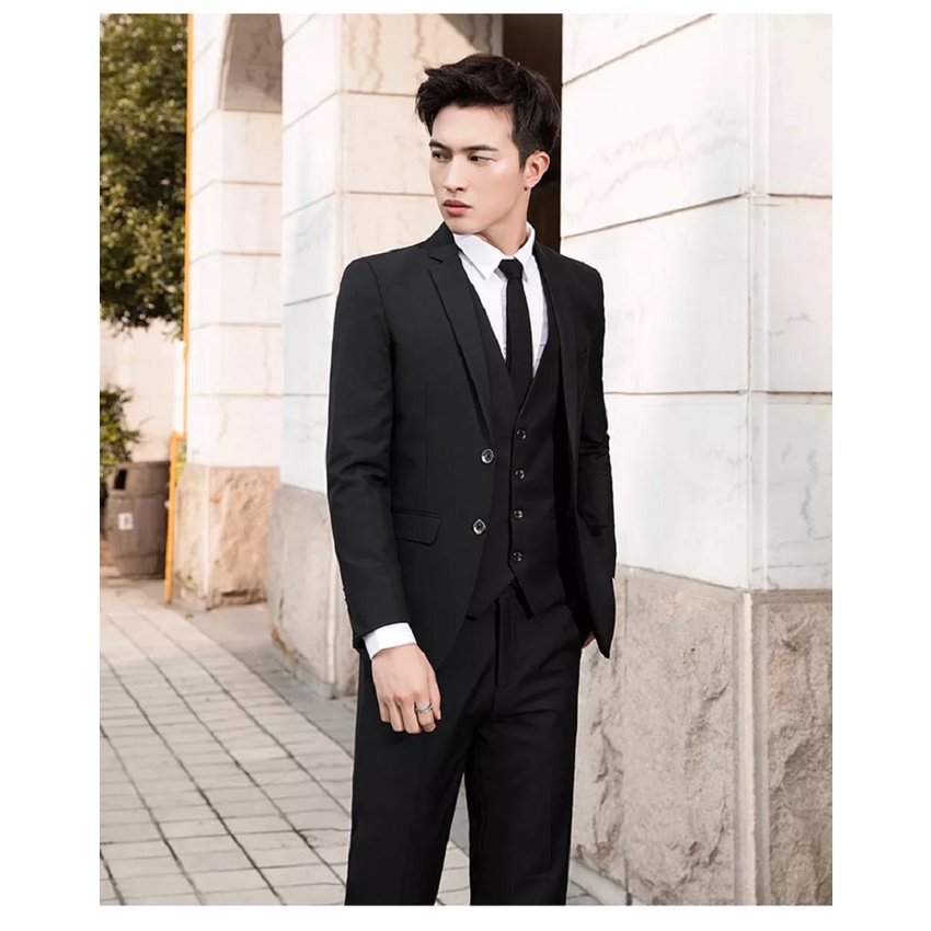 SETELAN JAS HITAM RESMI KANTOR KERJA PRIA SLIMFIT 5IN1 ORIGINAL NIKAYU BAHAN HIGH TWIST PREMIUM MODEL KANCING 2