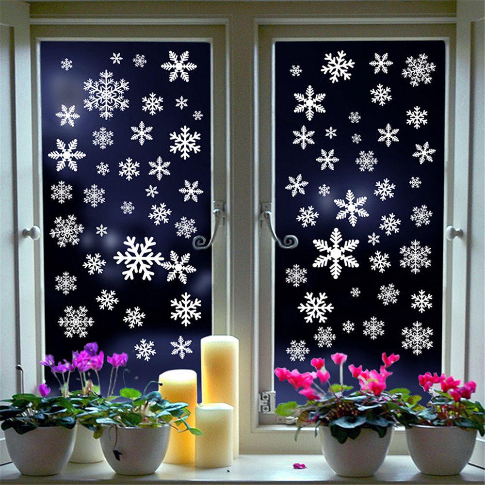 R-flower 8Pcs/set Stiker Dinding Natal Xmas Snowflake Merry Christmas Stiker Jendela