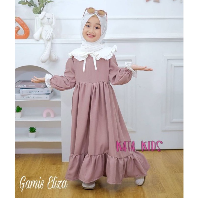 dress anak kekinian / dress eliza terbaru / gamis muslim anak