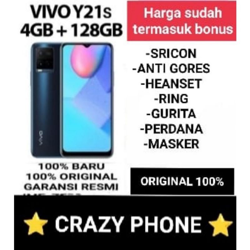 VIVO Y21S RAM 4+1/128GB &amp; VIVO Y21 RAM 4+1/64GB GARANSI RESMI 12 BULAN WARNA BLUE &amp; WHITE