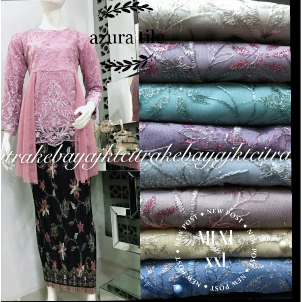 SET KEBAYA TULLE MUTIARA BORDIR KERUT &amp; ROK PLISKET / SET KEBAYA ANAK MUDA