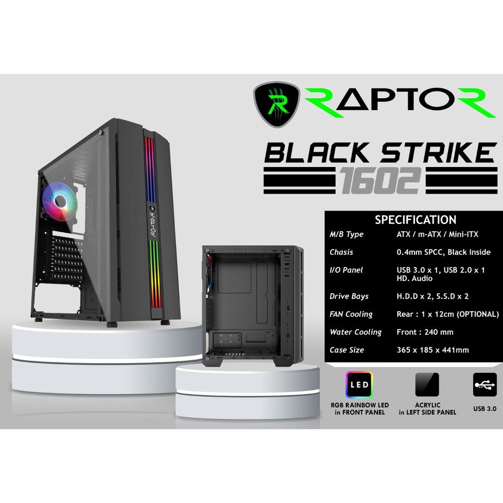 Casing Raptor 1602 LED Black