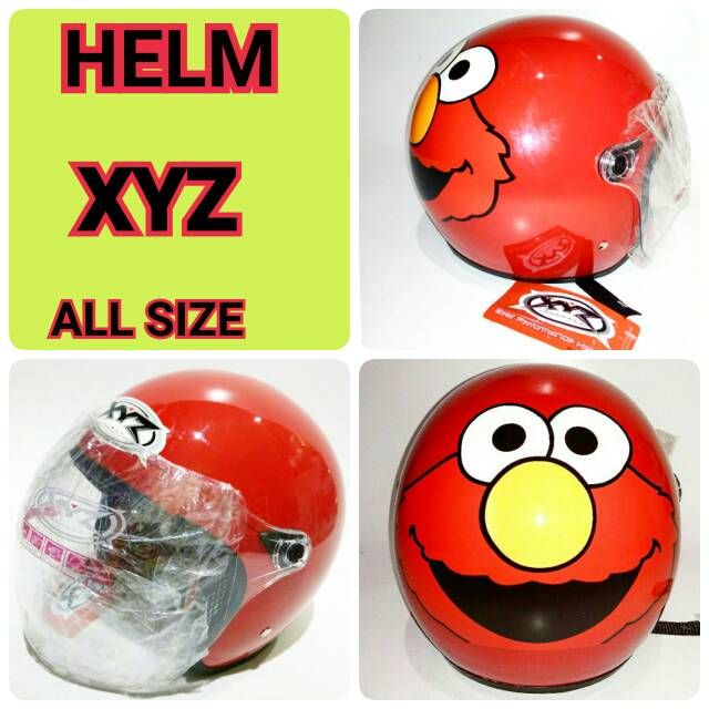 Helm XYZ dewasa all size karakter kartun lucu red with kaca helm original murah elmo