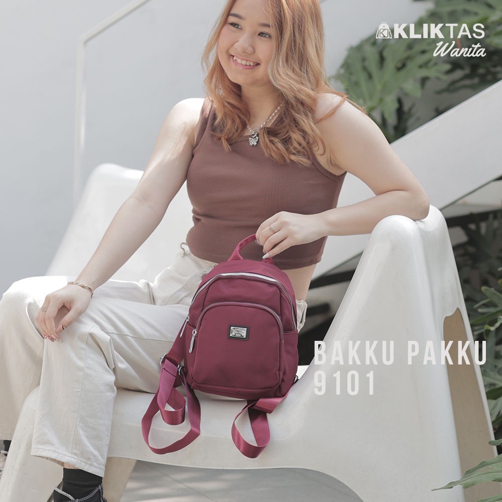 [KLIKTAS] Tas ransel wanita korean bag import terbaru Bakku pakku CC 9101 backpack perempuan kekinian murah