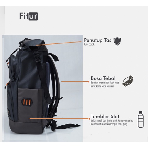 AILERON BLACK GREY |MANNEEDME x URBAN| Tas Ransel Punggung Pria Backpack ORIGINAL