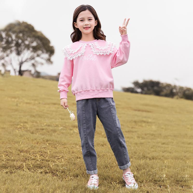 SSP69-Setelan Set Anak Remaja Besar Tanggung Perempuan Rabbit+Jeans