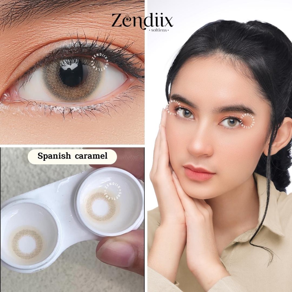 Softlens SPANISH Warna CARAMEL BROWN 14.4mm Normal Minus