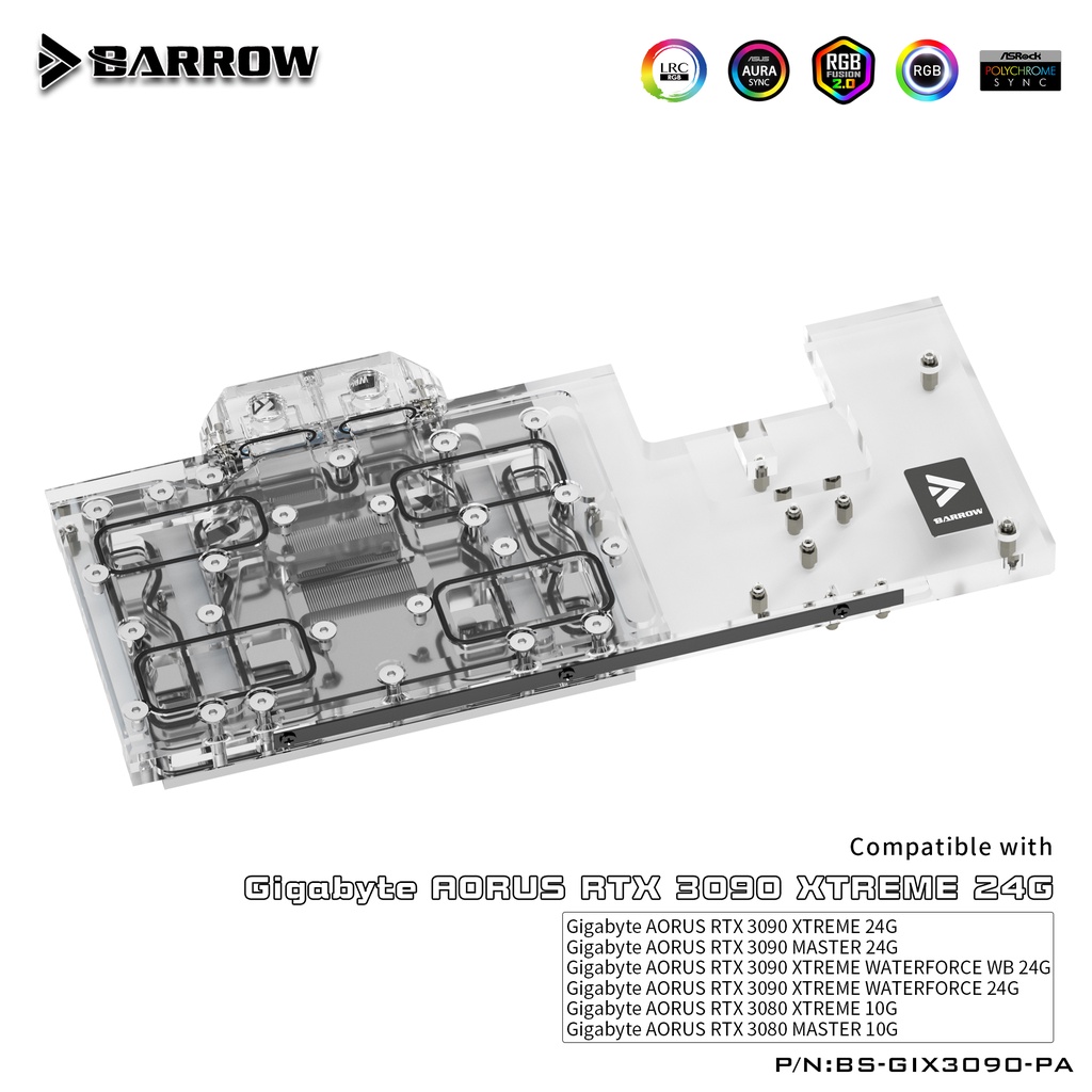 BARROW BS-GIX3090-PA GPU Block for AORUS RTX 3080 3090 ARGB