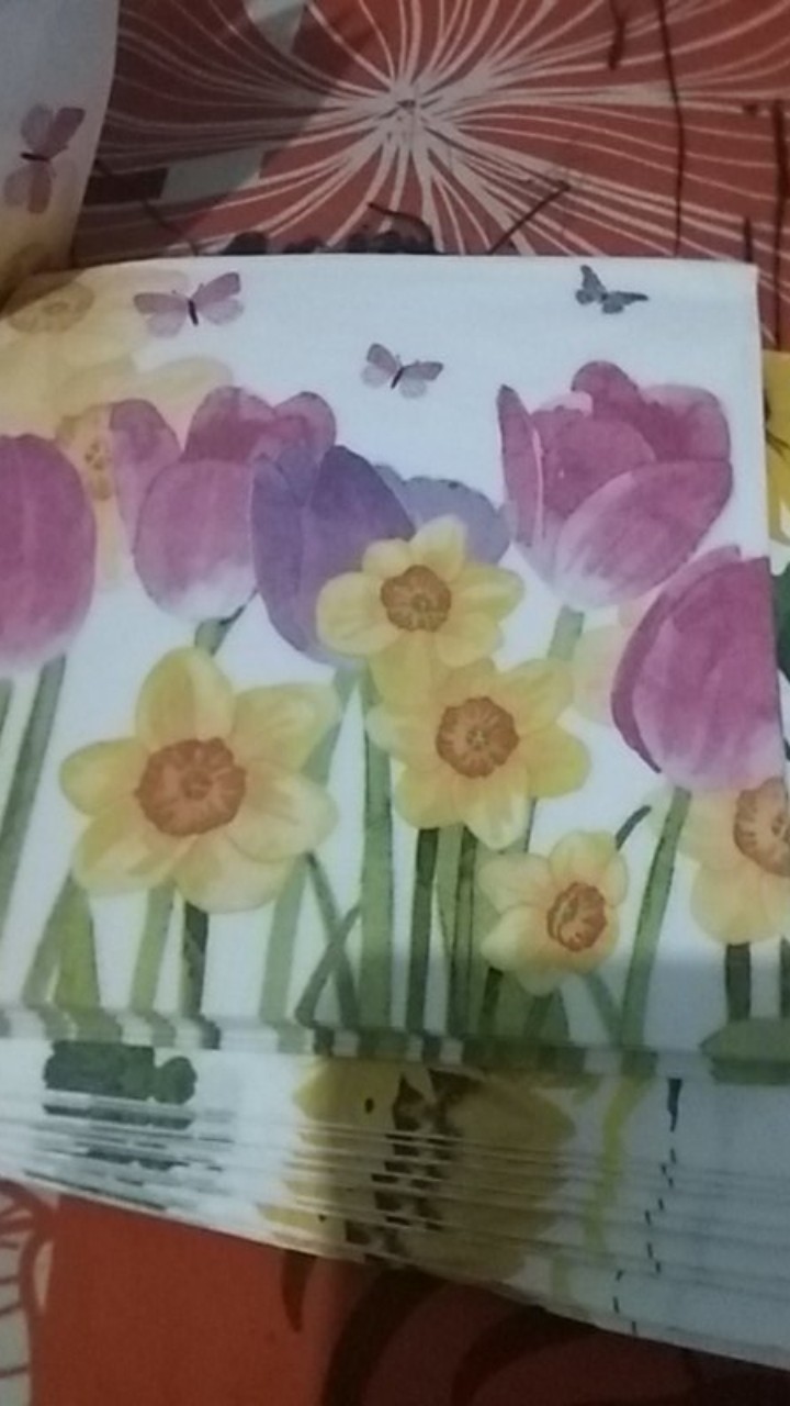 Tisu / Napkin Decoupage Grosir - 33x33 Cm - Tulips White