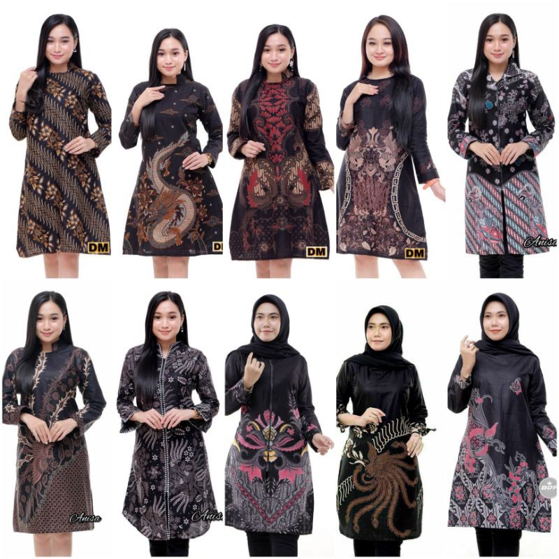 Atasan Batik Wanita warna hitam coklat Tunik Batik