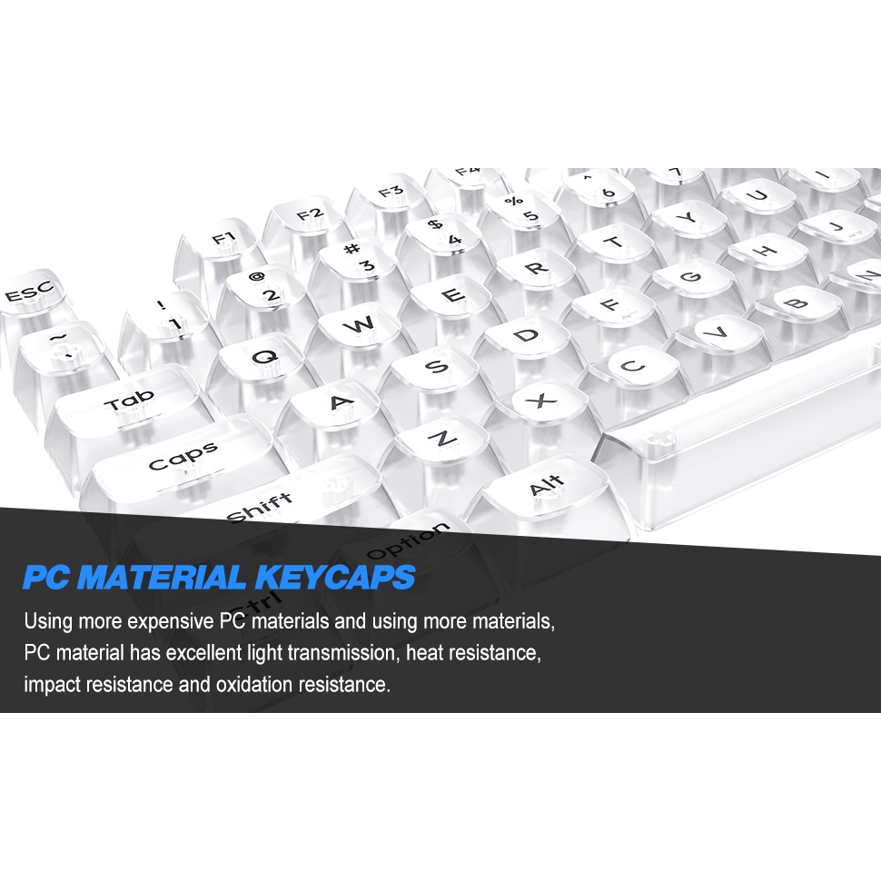 Original PCL 155 Key NSA Transparent PC Keycaps For Mechanical Keyboards