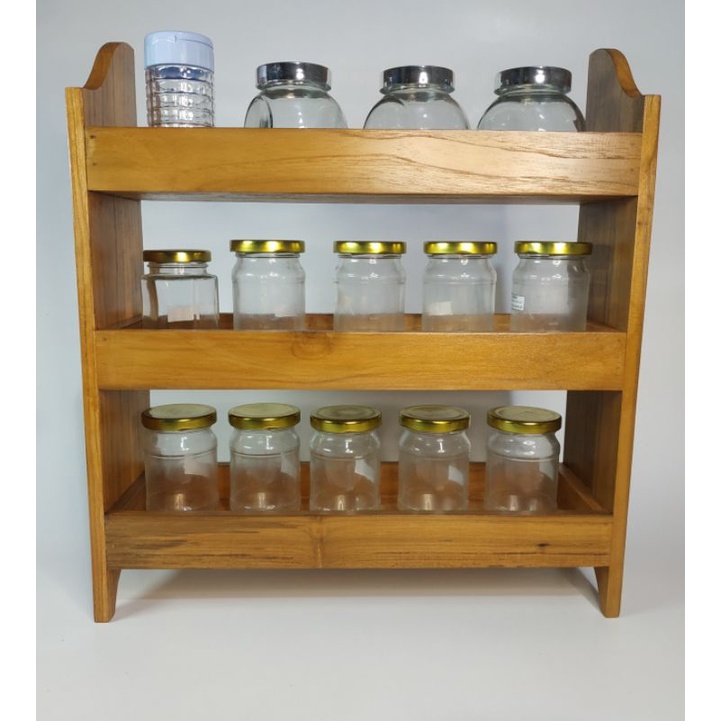 rak bumbu kayu jati / rak susun botol / rak toples