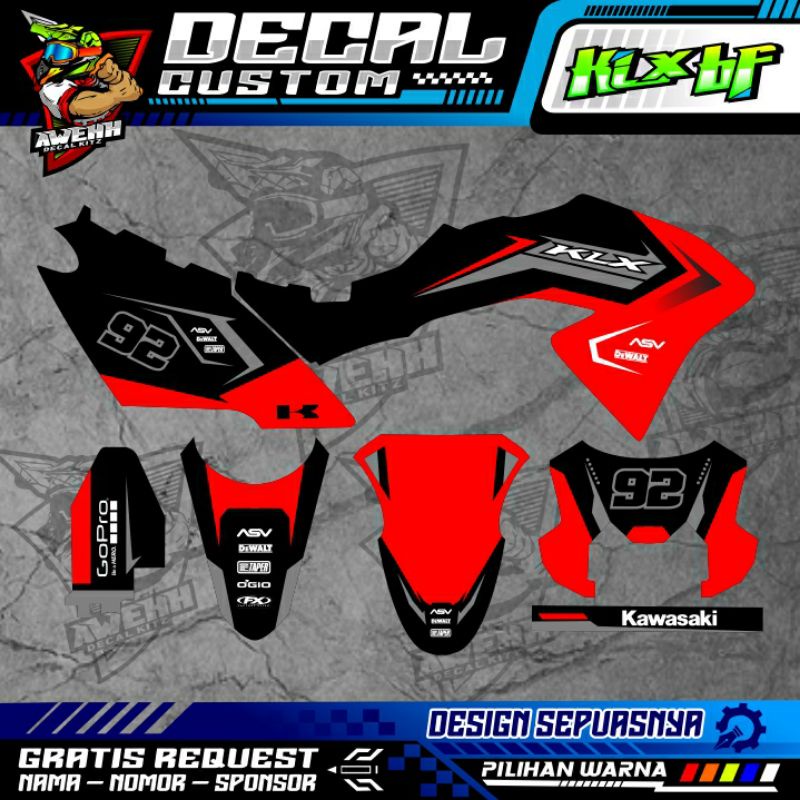 DECAL KLX BF KLX LAMA KLX BF G MERAH SIMPLE