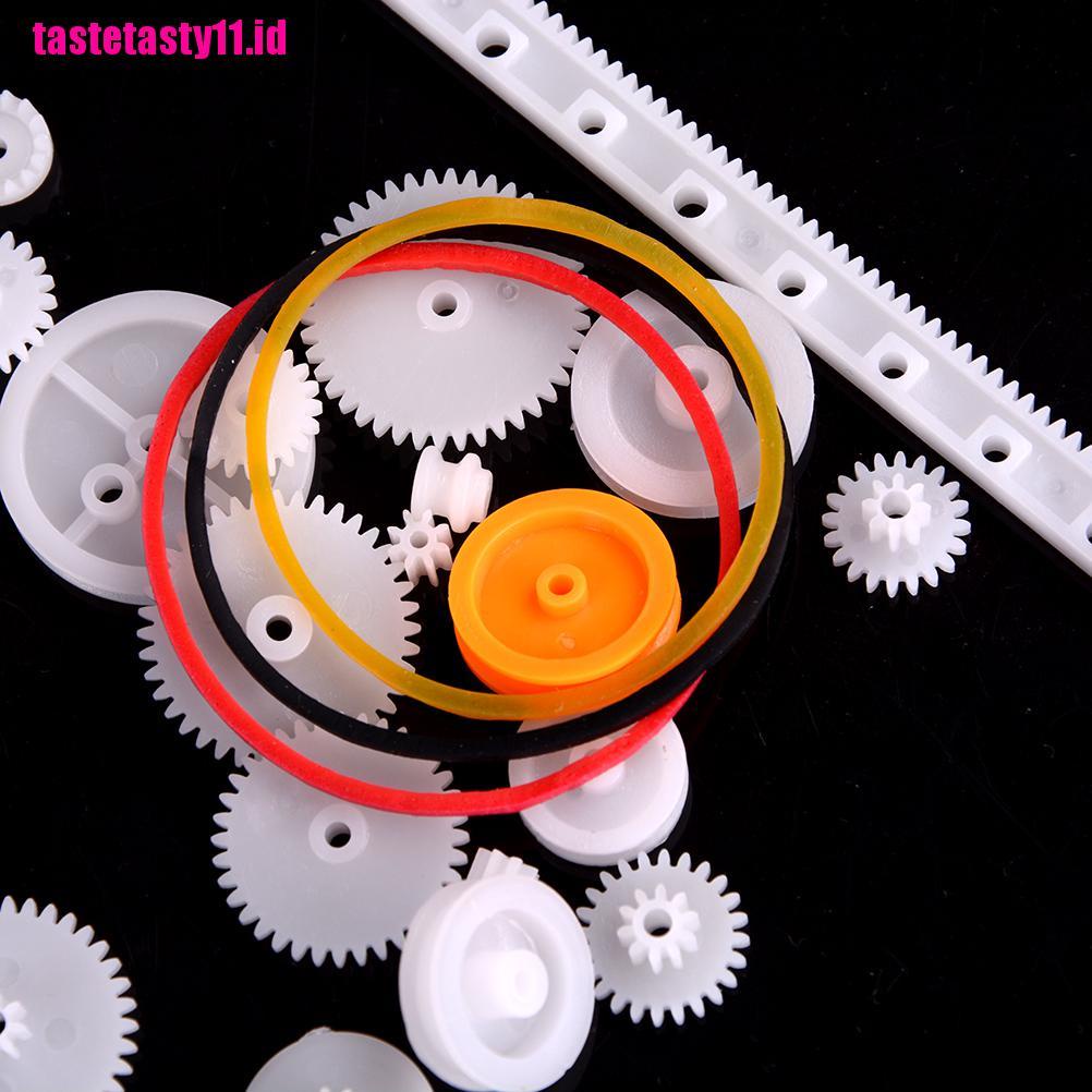 60pcs / Set Roda Gigi Plastik DIY Rak Katrol Sabuk Worm Tunggal Ganda