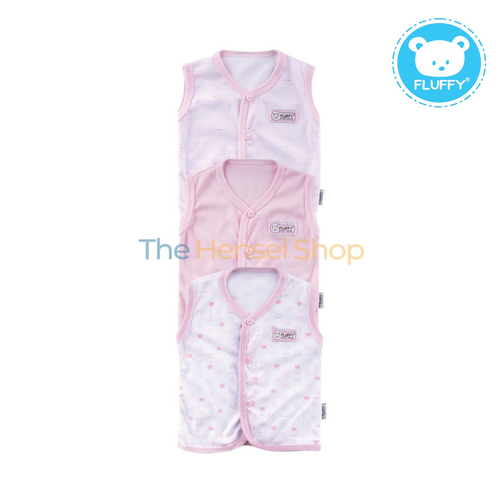 Fluffy Baju Kutung Bayi Bis PINK SML isi 3 pcs