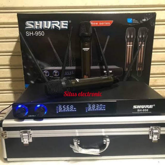 Mic wireless shure sh 950 digital resiver 4 antena plus koper
