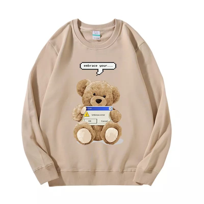 EMBRACE YOUR TEDDY BEAR 3D SWEATER CREWNECK OBLONG PRINTING