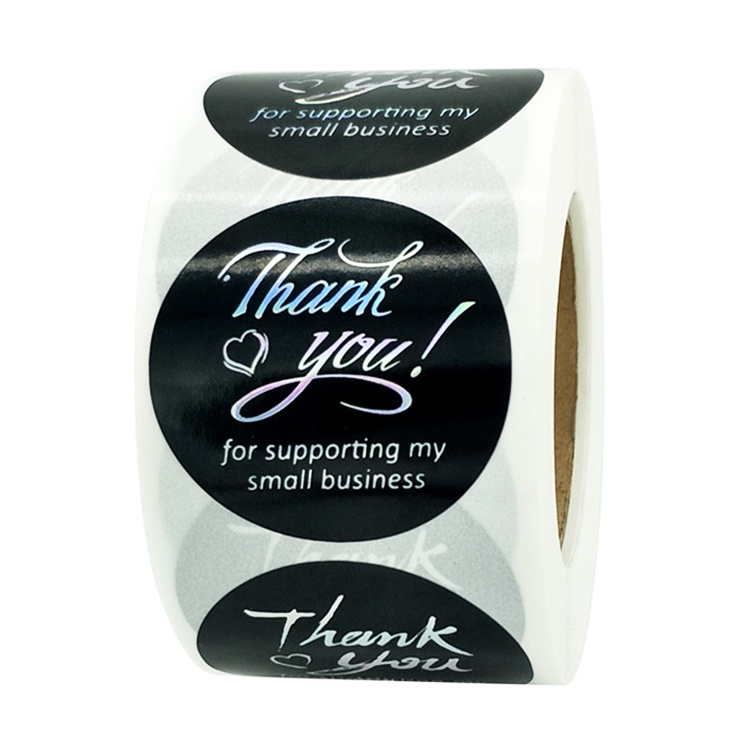

Sticker Label Thank You Black Silver Foil Stiker Tag Bingkisan Kado Hampers Segel Amplop Undangan 3,8 cm/1,5 inch