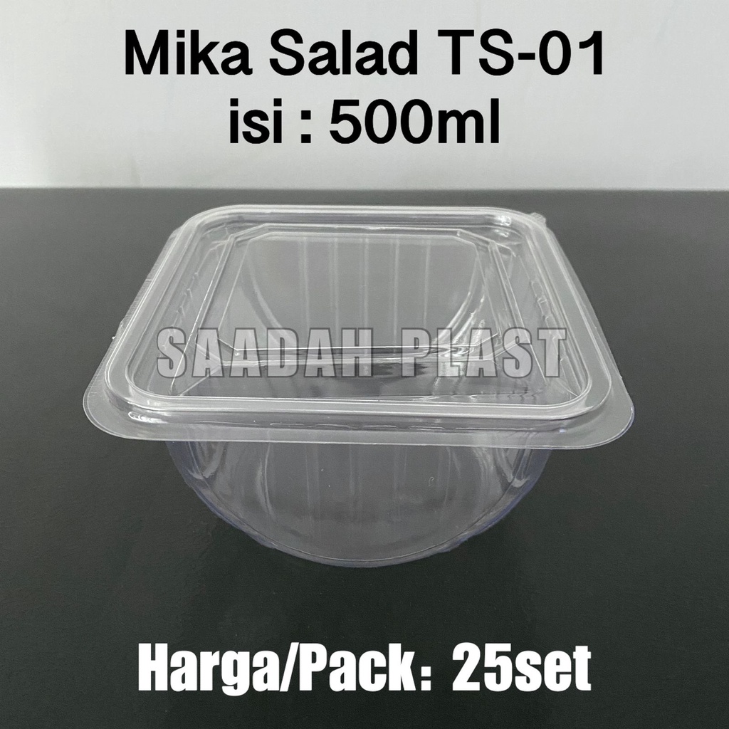 (ISI 25SET) Mika Salad 500ml TS-01 / Mika Mangkok Plastik Bening