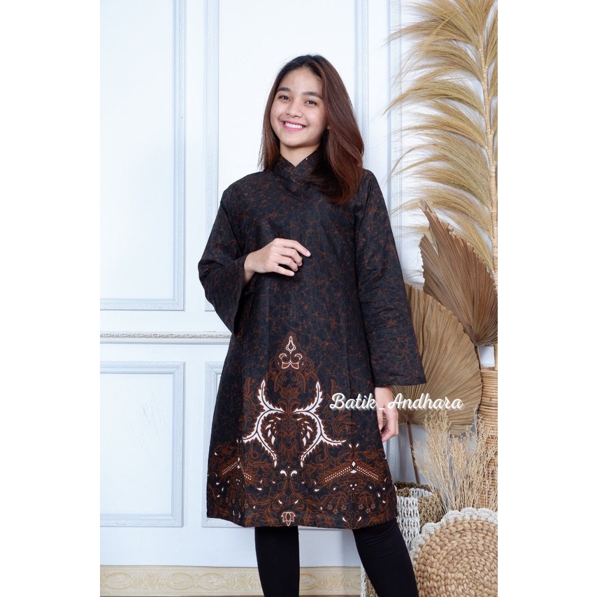 Batik Tunik Atasan Wanita Modern Terbaru / Batik Tunik Modern Wanita Premium Couple Kondangan Terbaru GINANDRA