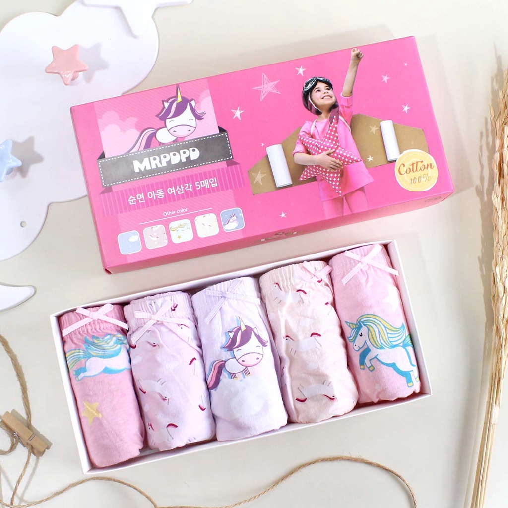 Celana Dalam Anak Perempuan Katun Import Unicorn box lucu isi 5 pcs Kolor Anak perempuan Katun