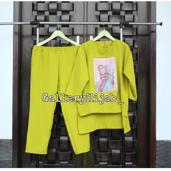 SETELAN WANITA HIJAB // MOTIF RICIS // CRINCKLE AIRFLOW // OUTFIT SABLON VIRAL