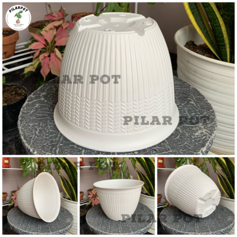 pot bunga tanaman cjp padi 20cm putih - CJP PADI 20 PUTIH 9920