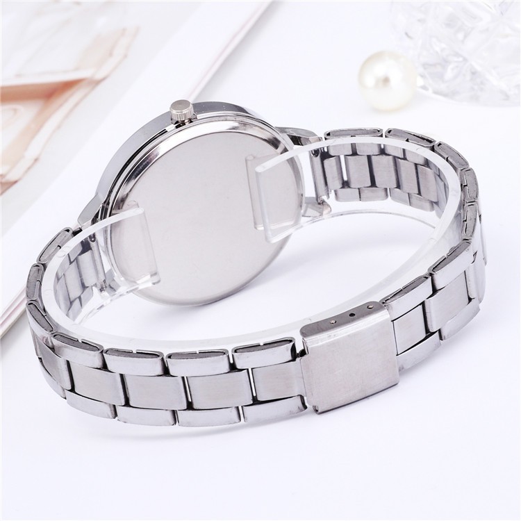 Jam Tangan Wanita Geneva Bulat Stainless / Geneva Jam Tangan Quartz dengan Strap Stainless Steel