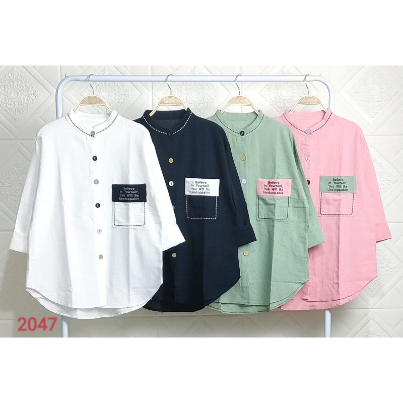 kemeja wanita /kerah sanghai/new model/bahan premium import/termurah/terkeren-1
