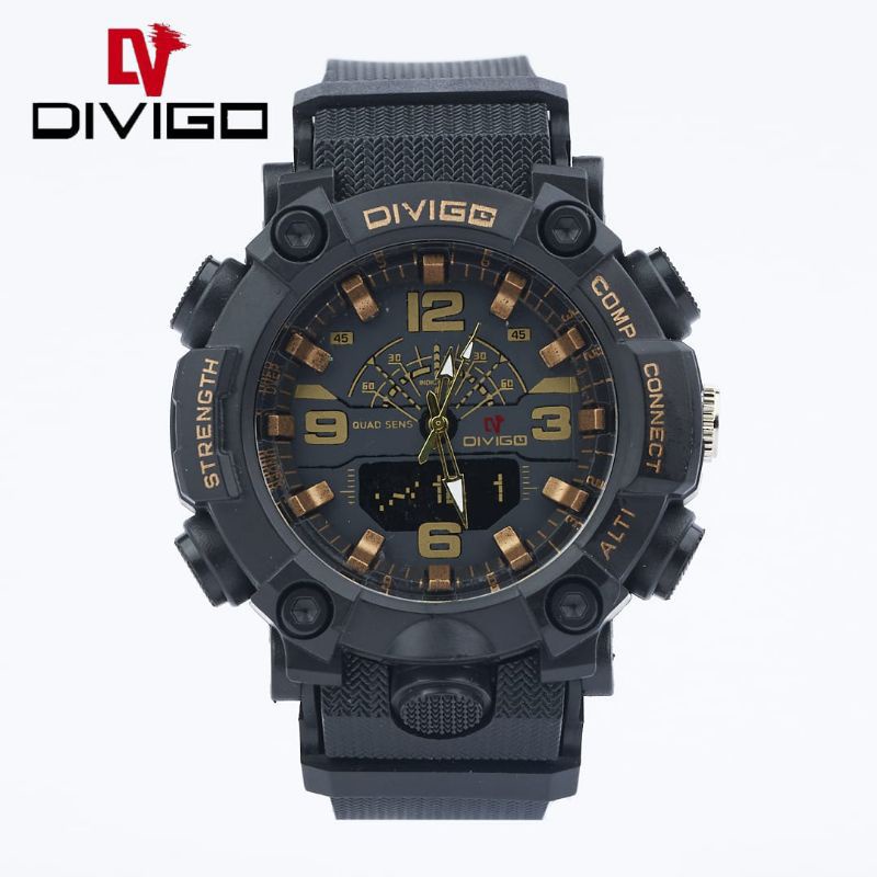 (Terima Cod)Jam Tangan Pria Divigo Stenght Anti Air Strap Rubber(Dikirim Jakarta)