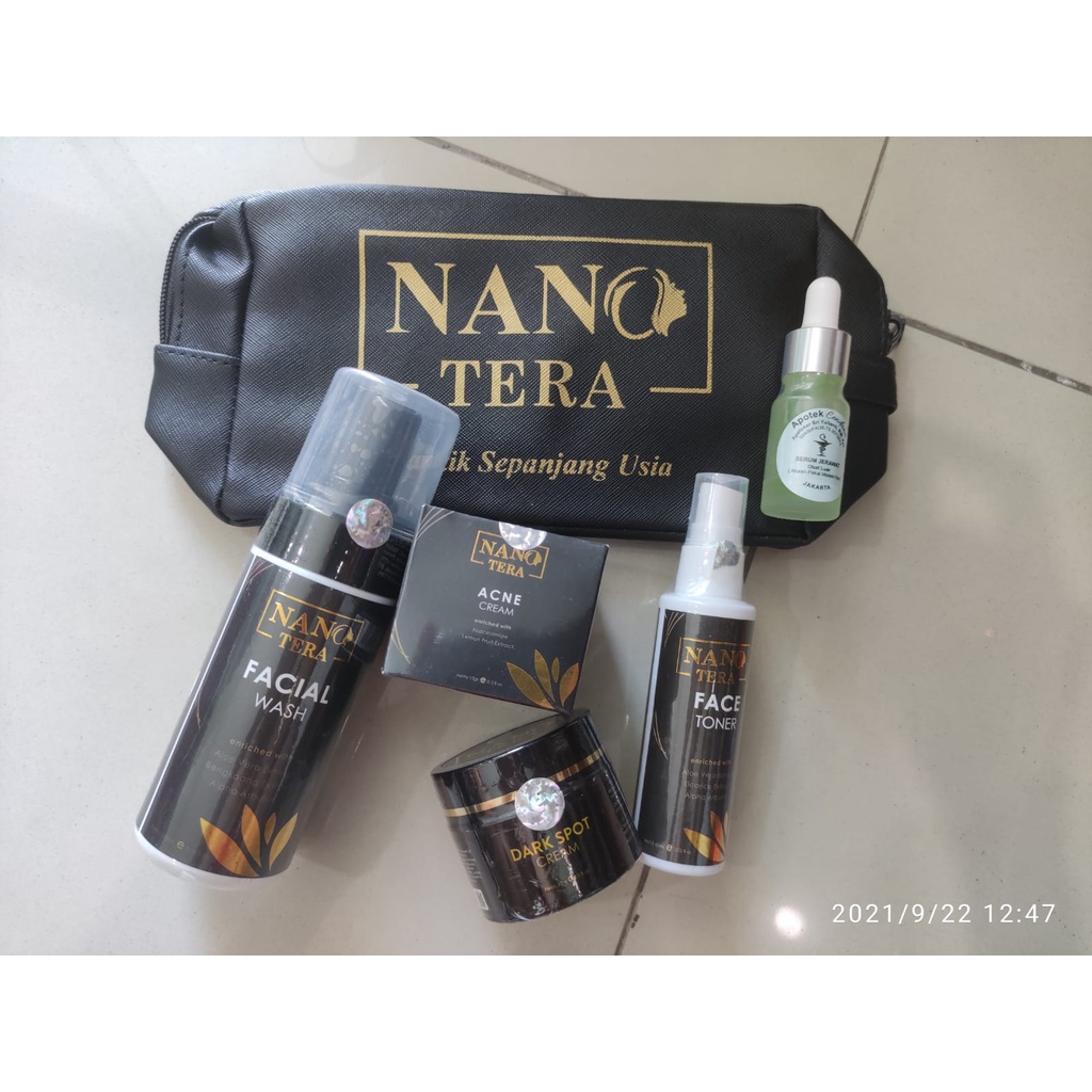 Krim Jerawat Ampuh Paket Acne BPOM  Nanotera Skincare Pria dan Bekasnya Kulit Berminyak Bruntusan-Pkt Hijau Face Toner