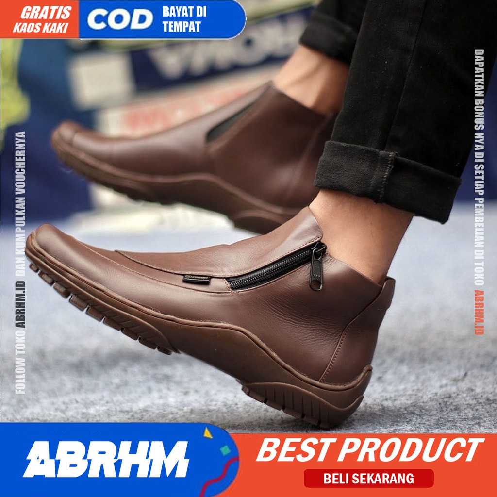 ABRHM CORA Sepatu Formal Pria Sepatu Casual Sepatu Pria Casual Kulit Asli Sepatu Kasual Cowok / Cowo Oxford Kerja Kantor Lapangan Kuliah Kondangan Gaya Keren Kekinian Original Murah Terlaris